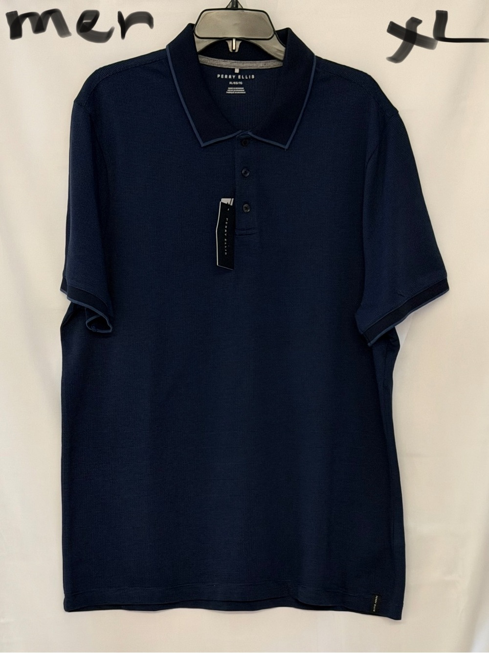 Perry Ellis Navy Polo with Contrast Piping